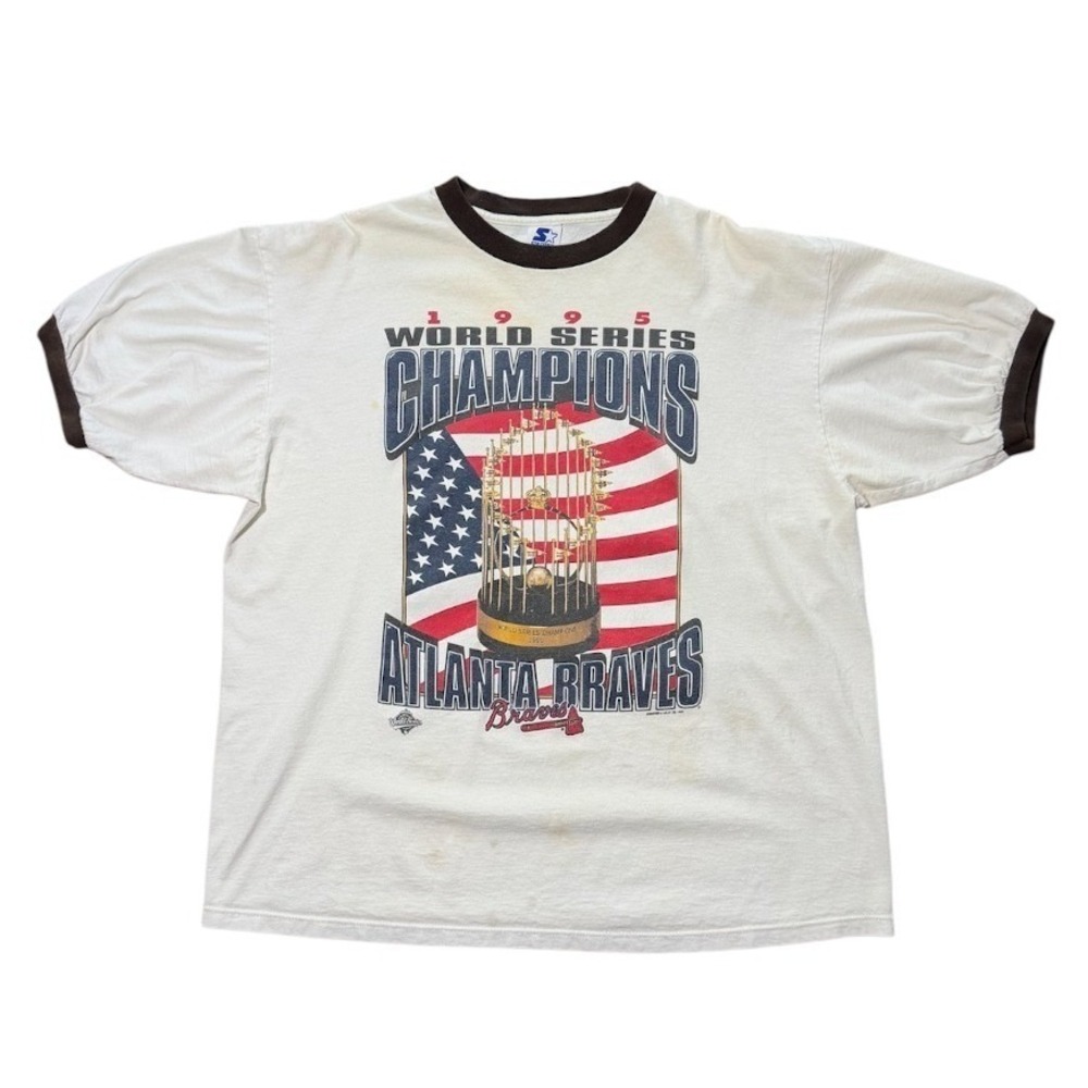 Vintage 90s Atlanta Braves World Series Baseball MLB USA Starter Ringer T-shirt